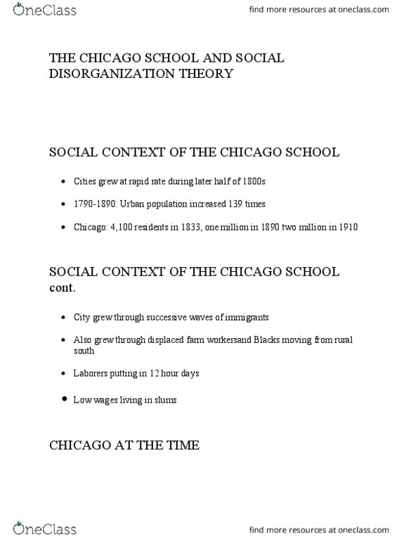 CRIM 104 Lecture Notes - Lecture 4: The Polish Peasant In Europe And America, Social Disorganization Theory, American Sociological Association thumbnail