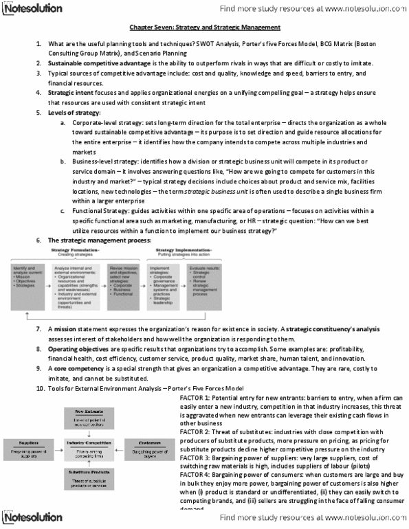 GMS 200 Lecture Notes - Swot Analysis, Bargaining Power, Cost Leadership thumbnail