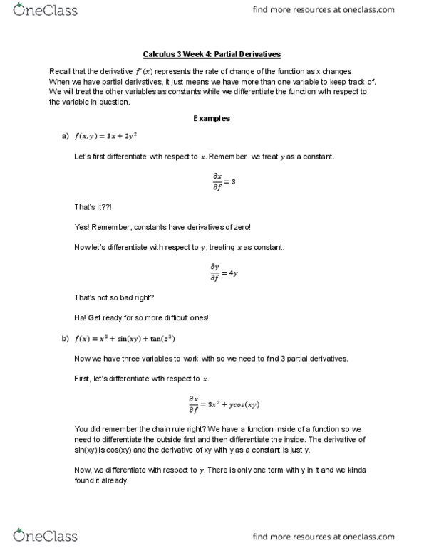 MATH 241 Lecture Notes - Lecture 4: Partial Derivative, Cube Root thumbnail