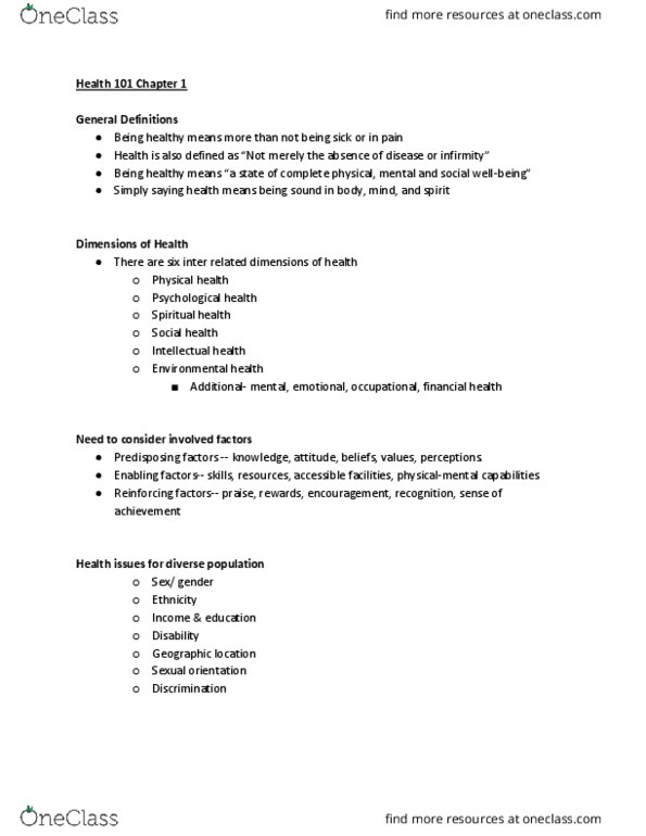 HLTH 101 Chapter Notes - Chapter 1: Environmental Health, Sexual Orientation, Heredity thumbnail