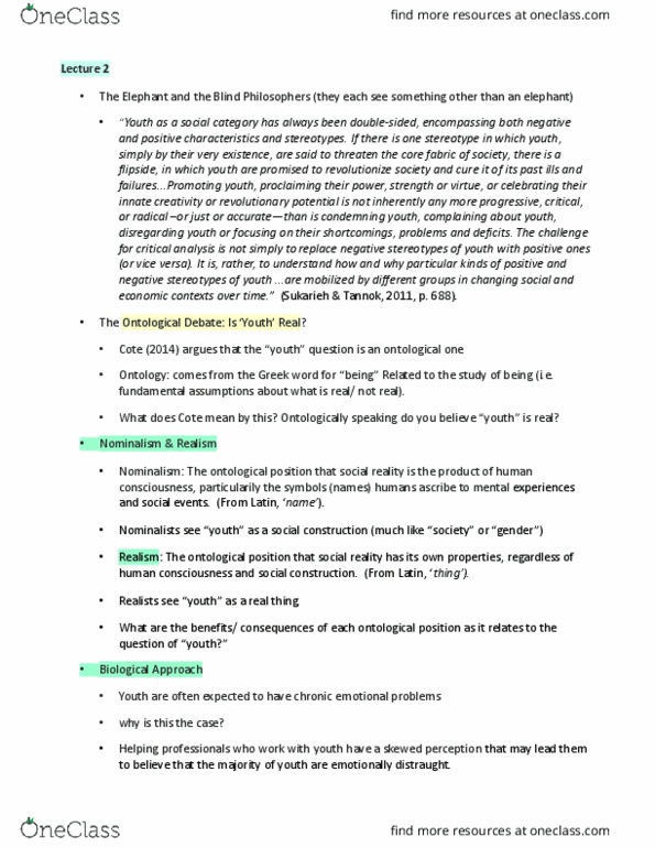 SOCC45H3 Lecture Notes - Lecture 2: Margaret Mead, Nominalism, Social Forces thumbnail