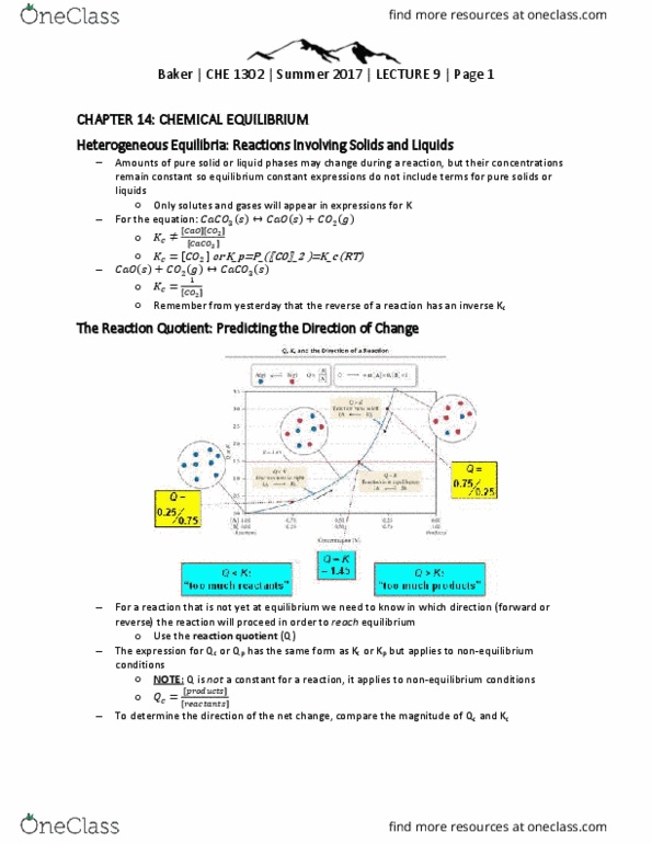 CHE 1302 Lecture Notes - Lecture 9: Reaction Quotient, Equilibrium Constant, Chemical Equation thumbnail