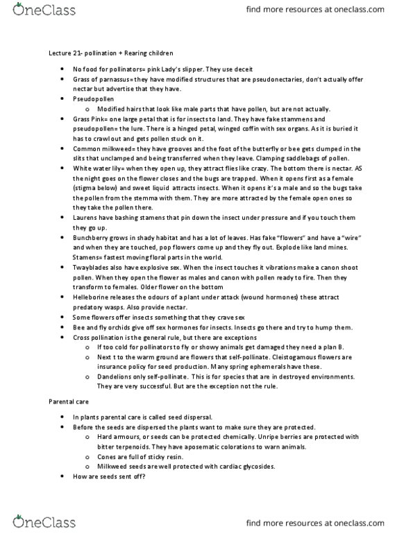 BIOL 1902 Lecture Notes - Lecture 21: Nymphaea Odorata, Asclepias Syriaca, Cardiac Glycoside thumbnail
