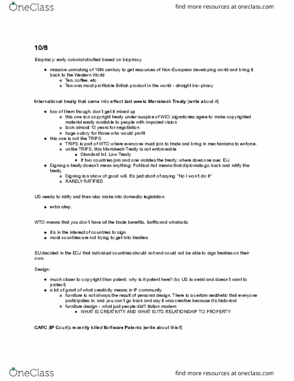 PLSC 380Z Lecture Notes - Lecture 1: Patent Troll, Bioprospecting, Symantec thumbnail