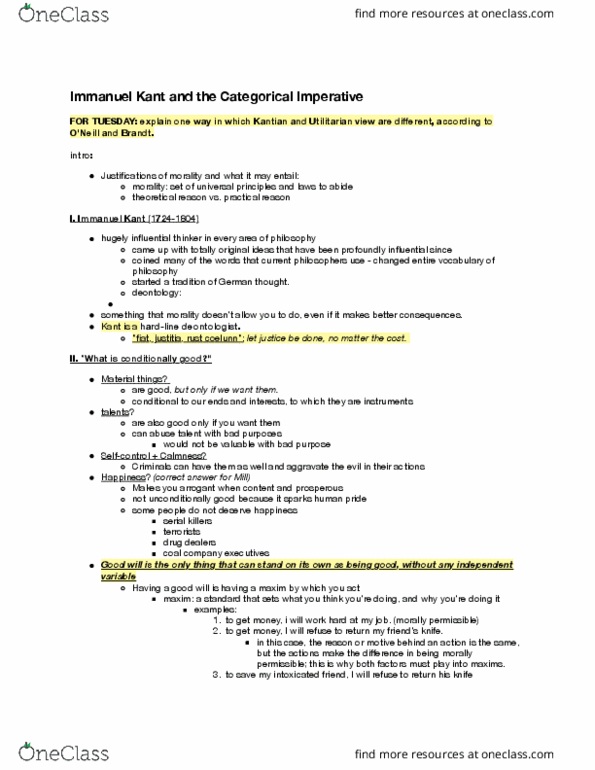 PHIL 146 Lecture Notes - Lecture 1: Immanuel Kant, Universal Law, Lady Justice thumbnail