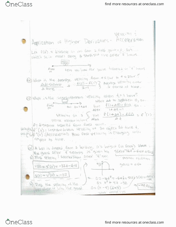 MATH 221 Lecture 9: Application of Higher Derivatives-Velocity and Acceleration thumbnail