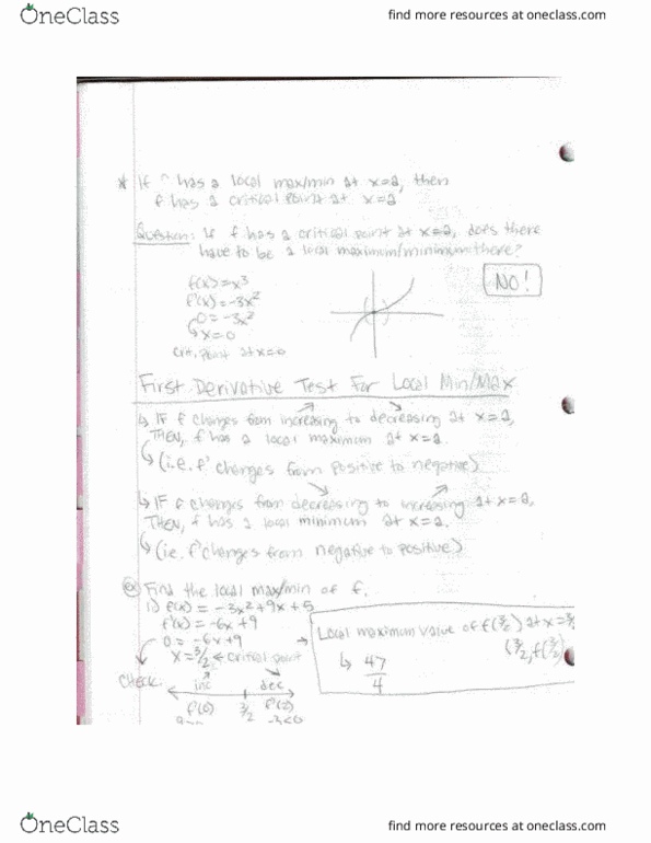 MATH 221 Lecture 14: First Derivative Test for Local Min/Max thumbnail