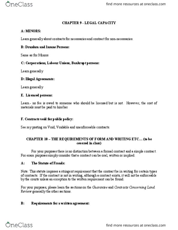 ADMS 2610 Chapter Notes - Chapter 7: Parol Evidence Rule, Collateral Contract thumbnail
