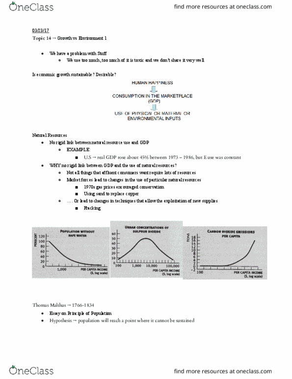 11:373:101 Lecture Notes - Lecture 16: Thomas Robert Malthus, Demographic Transition, Deflation thumbnail