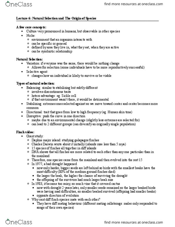 ANT203Y1 Lecture Notes - Lecture 6: Sickle-Cell Disease, Blood Transfusion, Daphne Major thumbnail