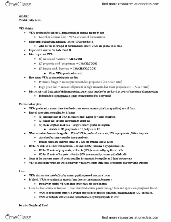 11:067:330 Lecture Notes - Lecture 11: Portal Vein, Propionate, Mammary Gland thumbnail