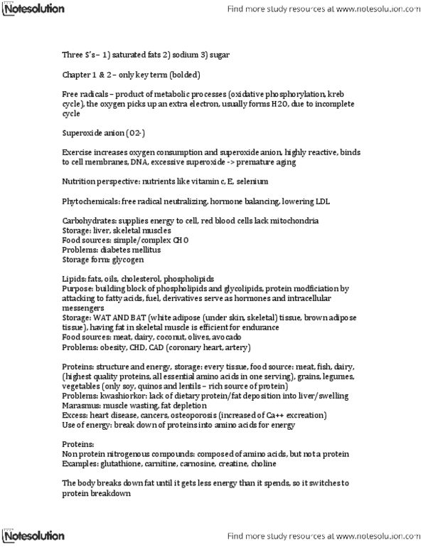 KINESIOL 1F03 Lecture Notes - Brown Adipose Tissue, Carnosine, Superoxide thumbnail