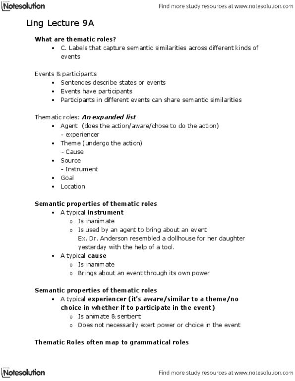 LINGUIST 1AA3 Lecture Notes - Lecture 9: Dollhouse, Causative thumbnail