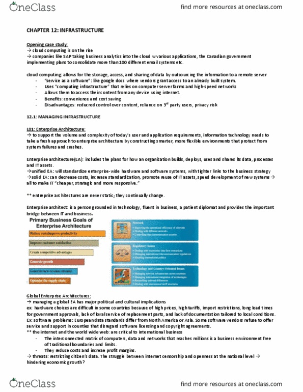 ADM 2372 Chapter Notes - Chapter 12: Enterprise Architecture, Amazon Web Services, Enterprise Architect thumbnail