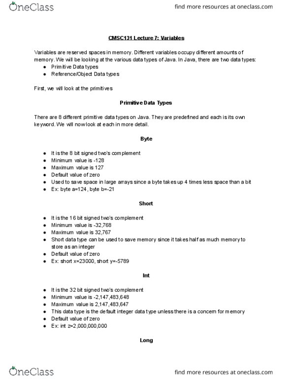 CMSC 131 Lecture 7: Variables thumbnail