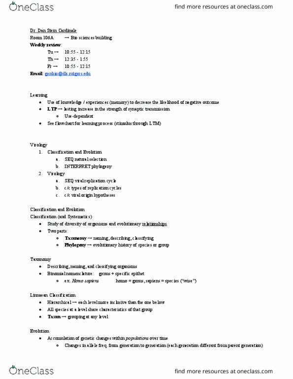 01:119:116 Lecture Notes - Lecture 1: Intracellular Parasite, Binomial Nomenclature, Capsid thumbnail