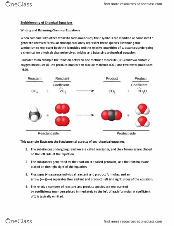 CHEM 1033 Chapter Notes - Chapter 4.1: Chemical Equation, Stoichiometry thumbnail