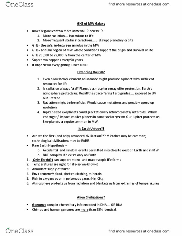 PCS 182 Lecture Notes - Lecture 4: H I Region, Rare Earth Hypothesis, Kardashev Scale thumbnail