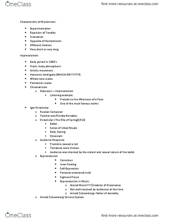 MUS 201 Lecture Notes - Lecture 2: Sigmund Freud, Major Second, Chromaticism thumbnail