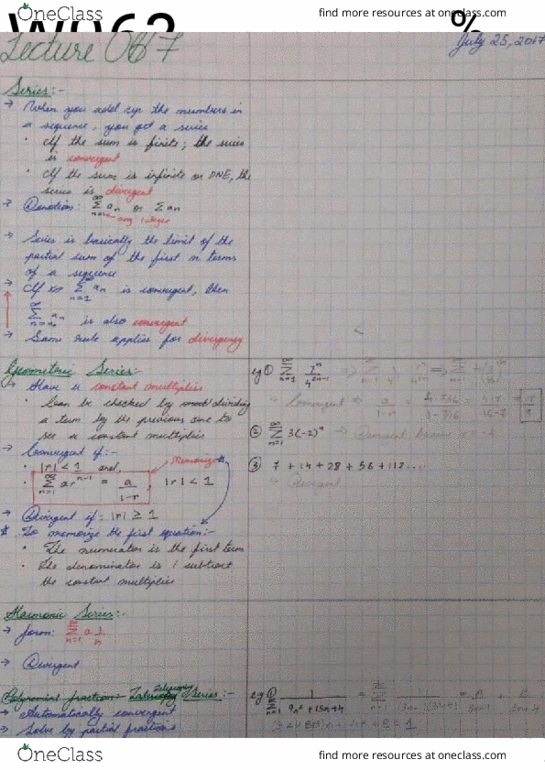 MATH 1005 Lecture 7: Types of Series, Theorems & The Integral Test thumbnail