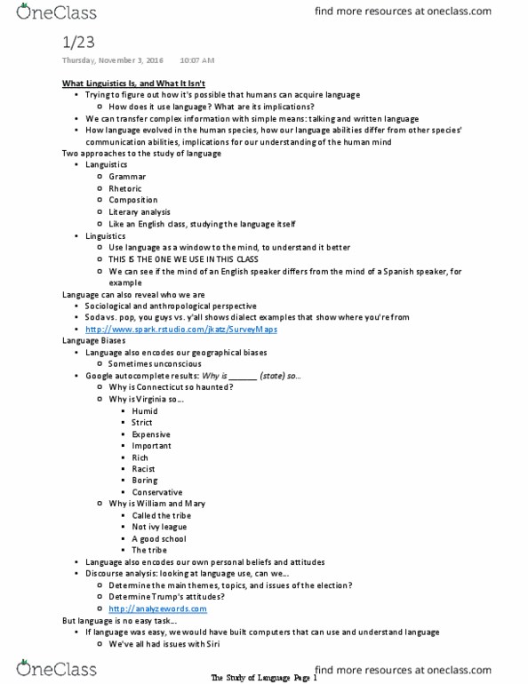 LING 220 Lecture Notes - Lecture 1: Discourse Analysis, This Is The One, Preposition And Postposition thumbnail