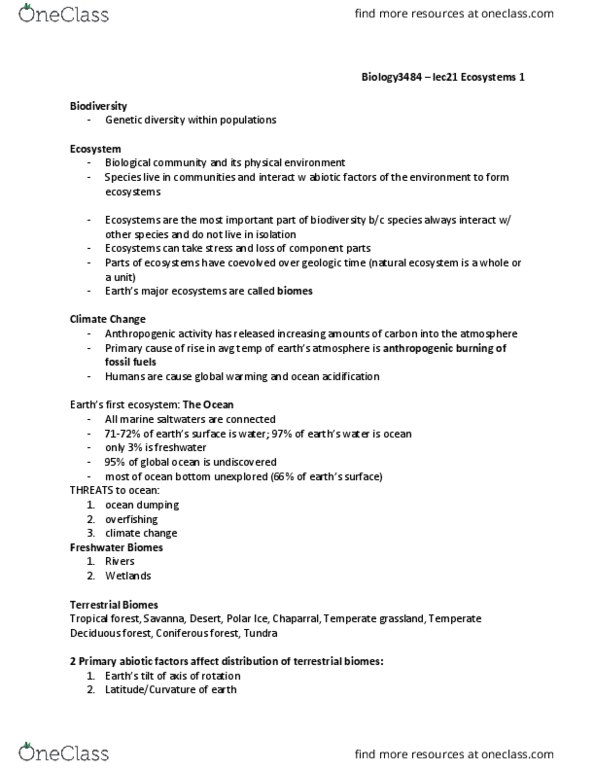 Biology 3484A/B Lecture Notes - Lecture 21: Pinophyta, Ocean Acidification, Tropical And Subtropical Moist Broadleaf Forests thumbnail