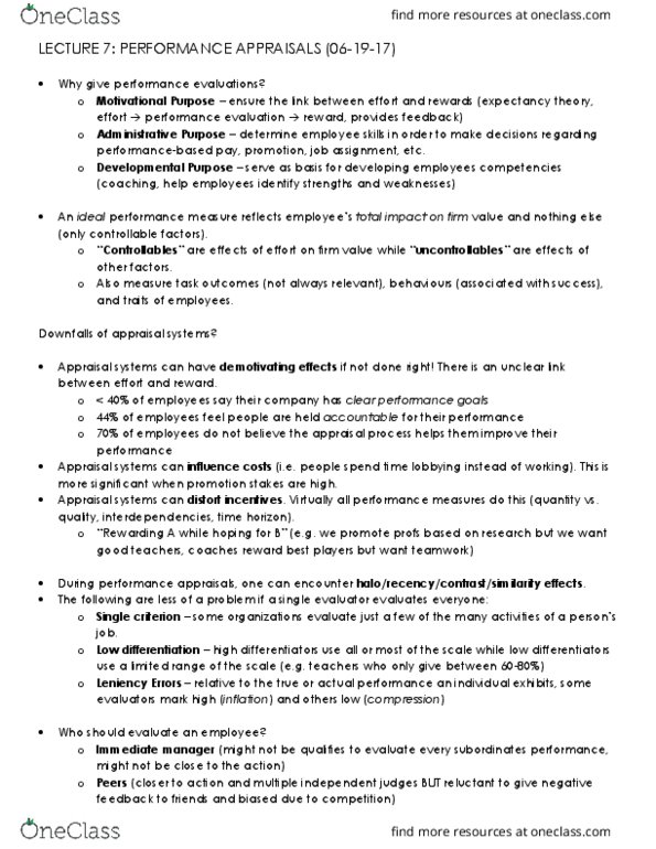 MSCI211 Lecture Notes - Lecture 7: Expectancy Theory, Performance Metric thumbnail