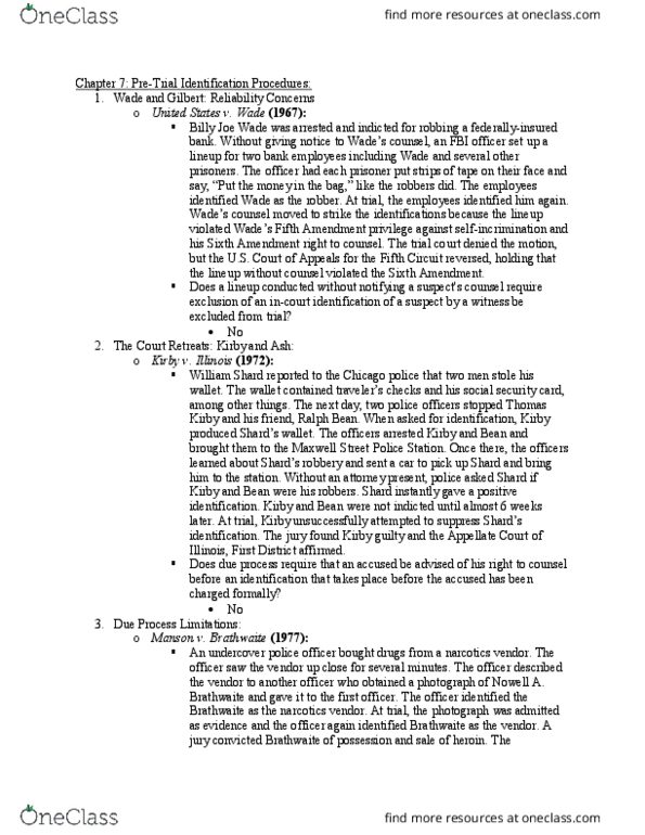 CRJU375 Lecture Notes - Lecture 7: Maxwell Street, Habeas Corpus thumbnail