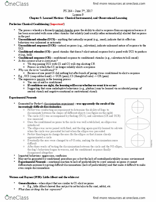 PS264 Lecture Notes - Lecture 9: Ellipse, Rubber Band, Observational Learning thumbnail