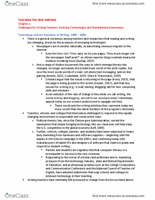 EDUC 30 Chapter Notes - Chapter TTNW 1: Email, Colin Lankshear, Microcomputer thumbnail