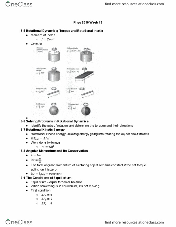 PHYS 2010 Chapter Notes - Chapter 8.5-10.3: Statics, Specific Gravity thumbnail