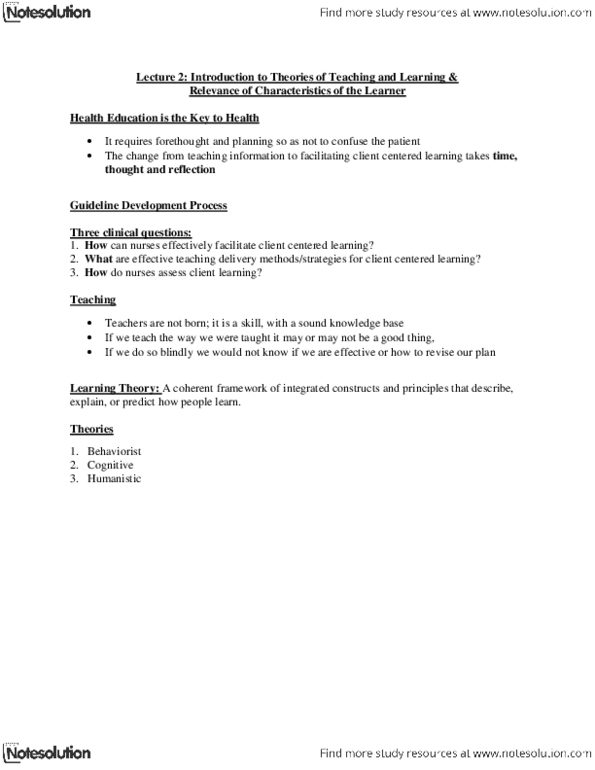 NURS 2000 Lecture Notes - Reinforcement, Social Cognition, Operant Conditioning thumbnail