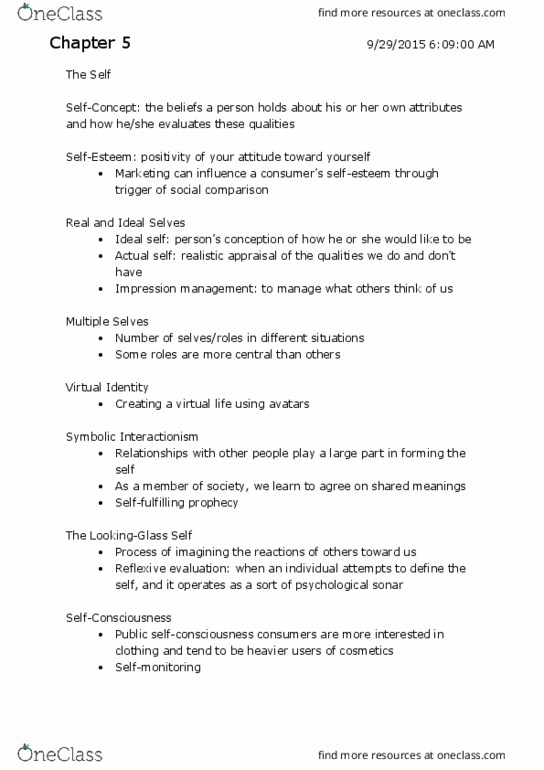 COMM 362 Chapter Notes - Chapter 5: Symbolic Interactionism, Impression Management, Social Comparison Theory thumbnail