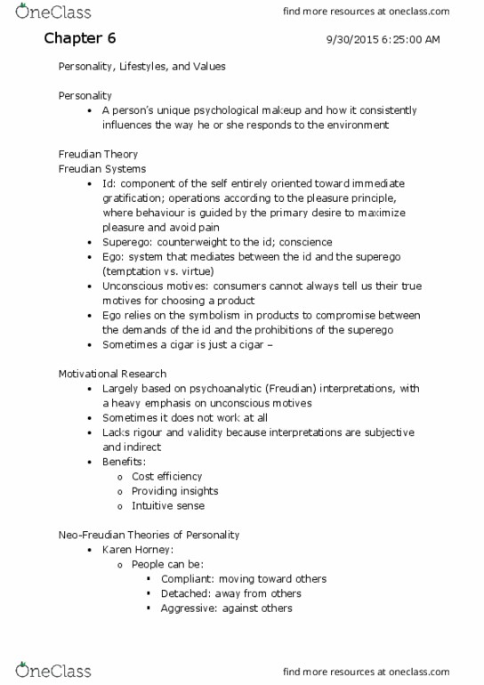 COMM 362 Chapter Notes - Chapter 6: Karen Horney, Self-Concept, Animism thumbnail