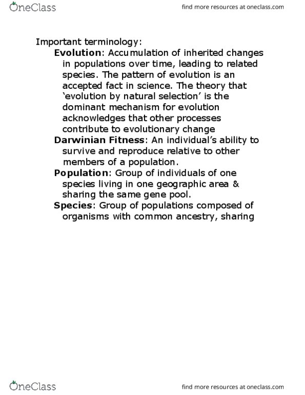 BIOL 1020U Lecture Notes - Lecture 1: Natural Selection, Selective Breeding, Biogeography thumbnail