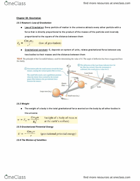 PHYS 2A Chapter Notes - Chapter 13: Gravitational Constant, Ellipse thumbnail
