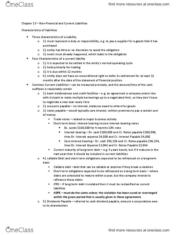 BU397 Lecture Notes - Lecture 1: Promissory Note, Accounts Payable, Current Liability thumbnail