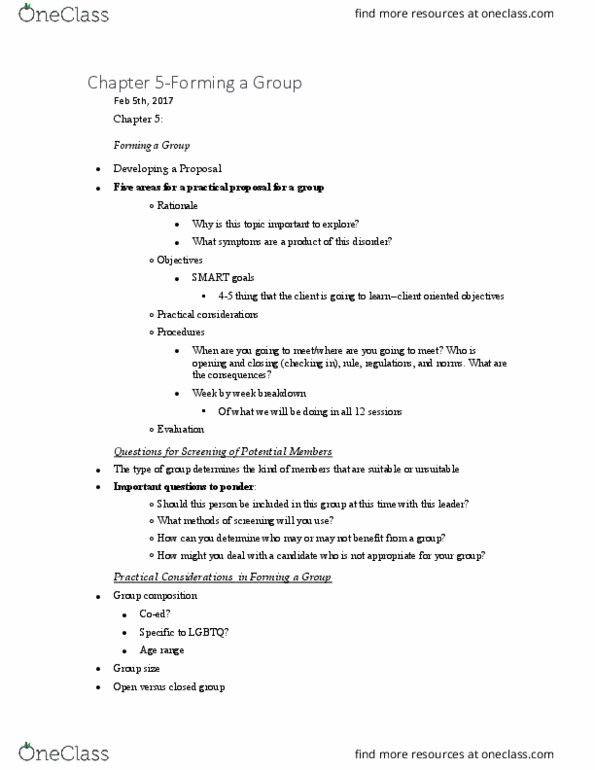 CYC 402 Chapter Notes - Chapter 5: Cross Purposes, Countertransference, Random Assignment thumbnail