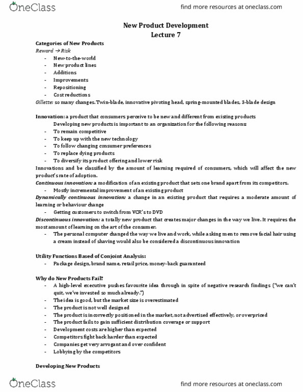 ADM 2320 Lecture Notes - Lecture 10: Conjoint Analysis, Business Analysis, Test Market thumbnail