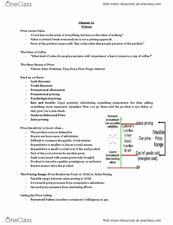 ADM 2320 Lecture Notes - Lecture 11: Marginal Revenue, Value-Based Pricing, Sunk Costs thumbnail