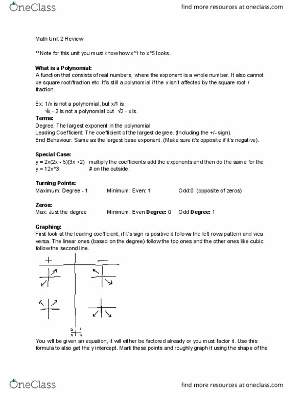 MA110 Lecture Notes - Lecture 2: Coefficient, Synthetic Division thumbnail