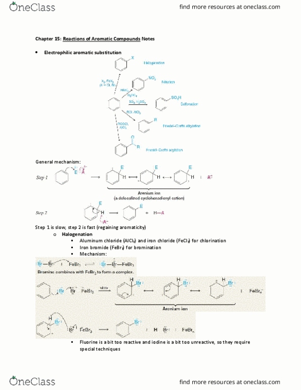 CHE 332 Chapter Notes - Chapter 15: Aluminium Chloride, Acyl Group, Carbocation thumbnail