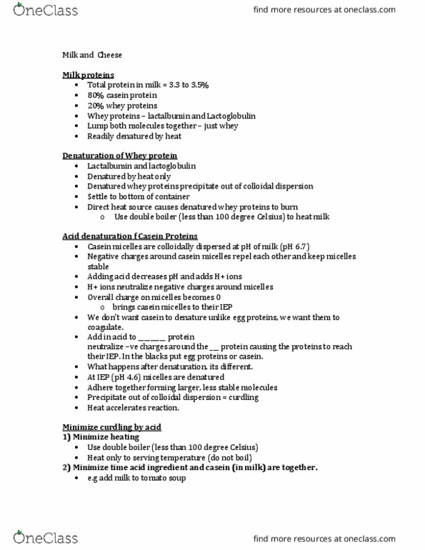 HTM 2700 Lecture Notes - Lecture 14: Whey Protein, Tomato Soup, Bain-Marie thumbnail