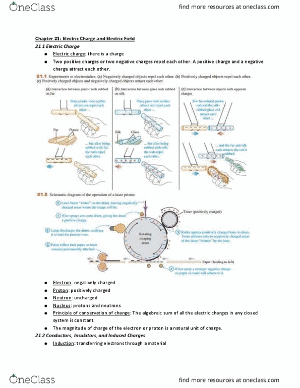 PHYS 2B Chapter Notes - Chapter 21: Electric Charge, Electric Field thumbnail