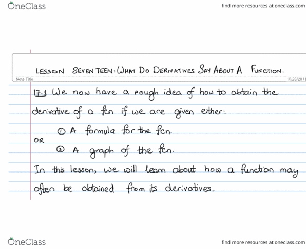 SYDE111 Lecture Notes - Lecture 17: Maxima And Minima, Mox Fuel, Onon River thumbnail