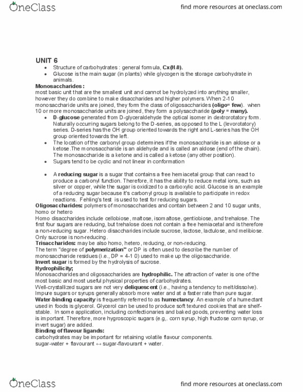 FOOD 2400 Lecture Notes - Lecture 6: High Fructose Corn Syrup, Corn Syrup, Inverted Sugar Syrup thumbnail