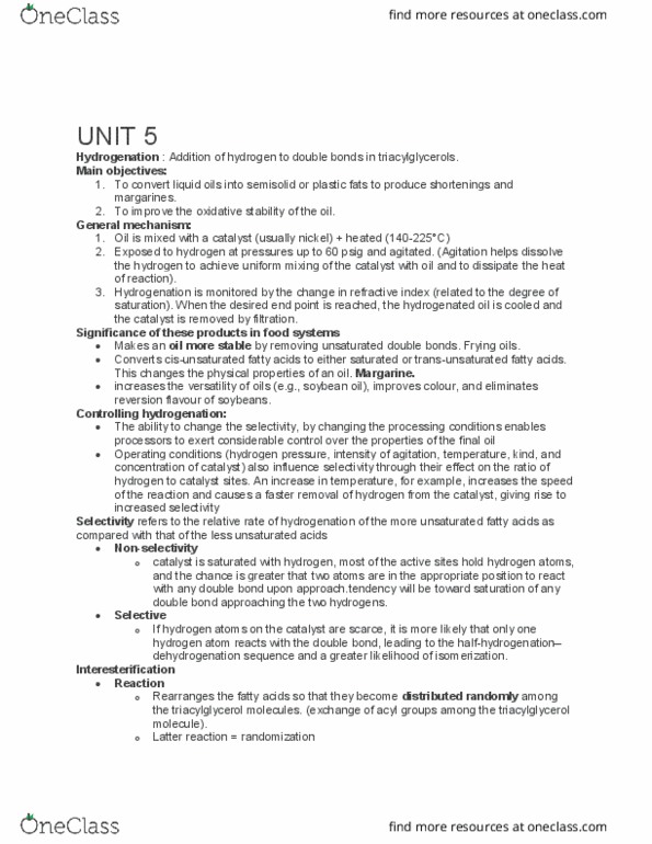 FOOD 2400 Lecture Notes - Lecture 5: Dispersion Stability, Margarine, Triglyceride thumbnail