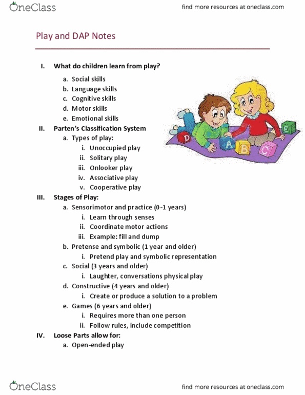 FCFC 265 Lecture Notes - Lecture 1: Social Skills, Playtime thumbnail