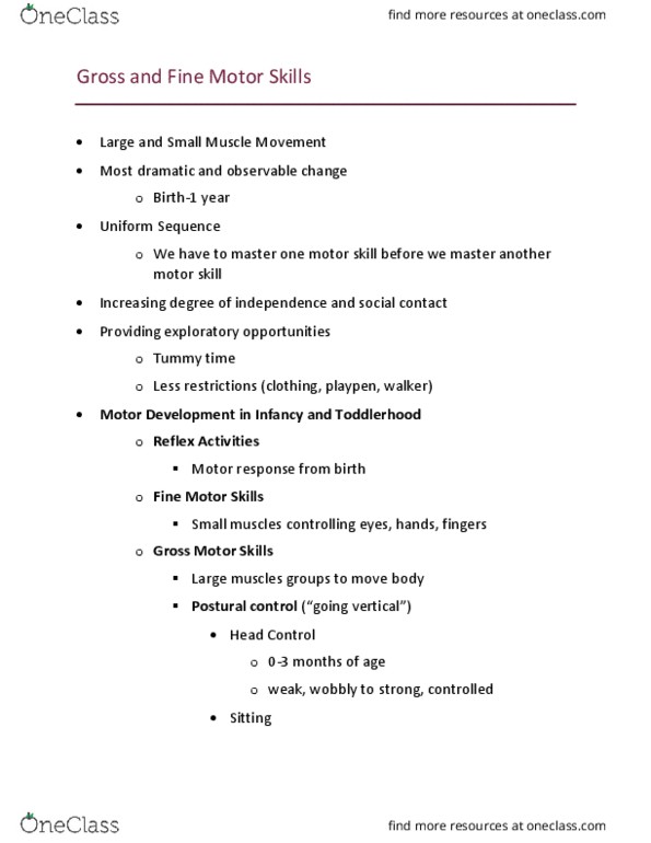 FCFC 265 Lecture Notes - Lecture 3: Motor Skill, 18 Months thumbnail