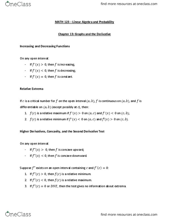 MATH 123 Chapter Notes - Chapter 13: Negative Number, Logarithm, Exponential Function thumbnail